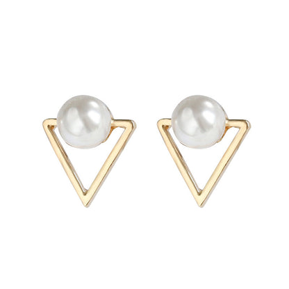 Alpha Triangle Pearl Stud Earrings