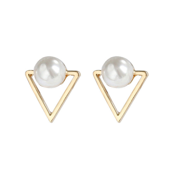 Geo Pearl Triangle Studs